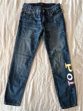 Polo by Ralph Lauren Dark Blue Astor Slim Boyfriend Jeans with Multicolor Logo